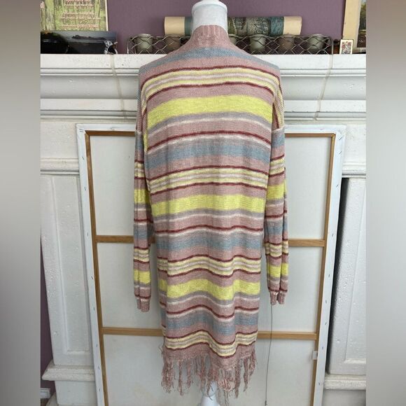 Wonderly cozy longer open cardigan / pockets & fringed bottom 🌺 - Picture 2 of 6